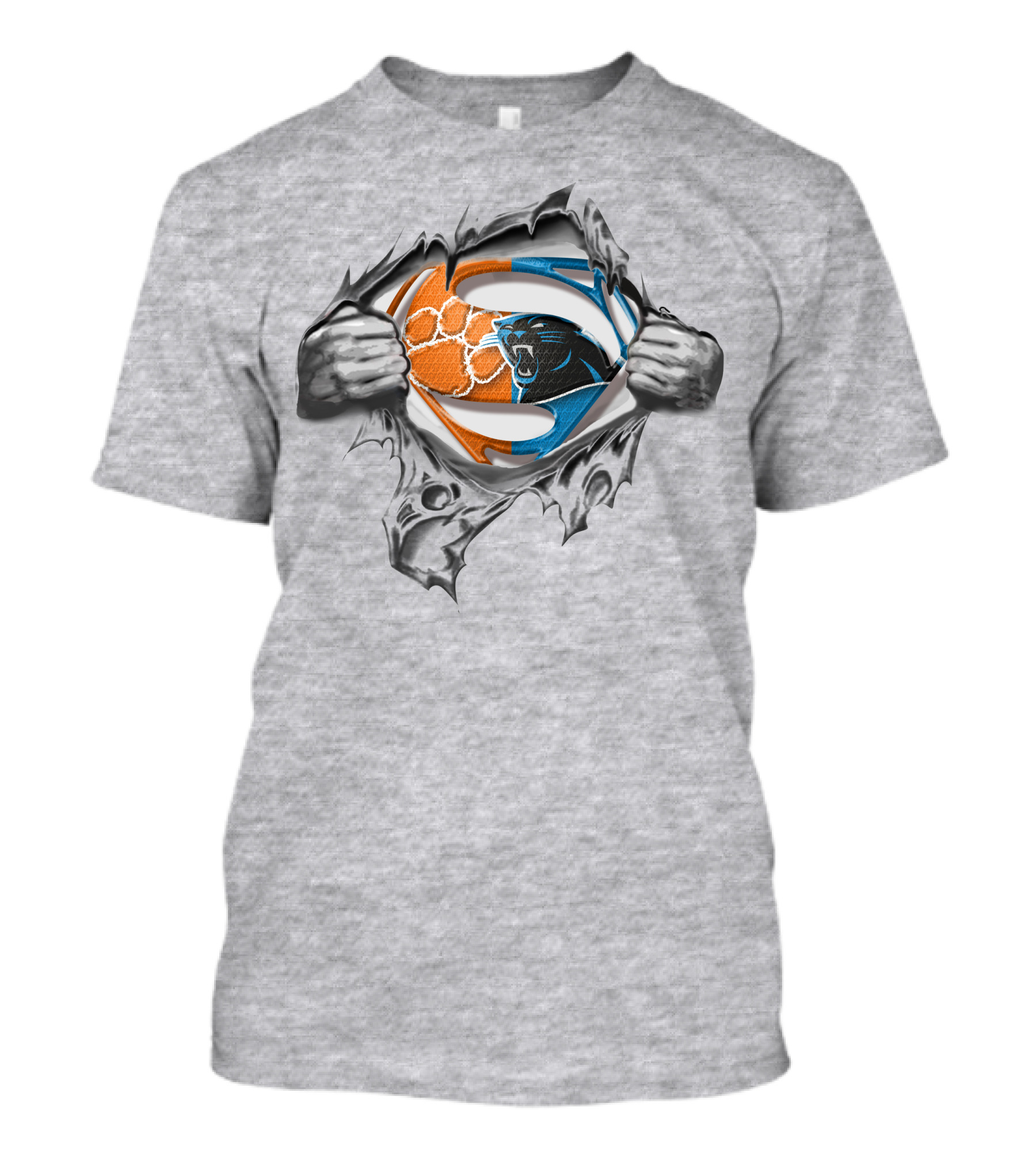 Panthers CLEMSON Superman Logo Rip T-Shirt