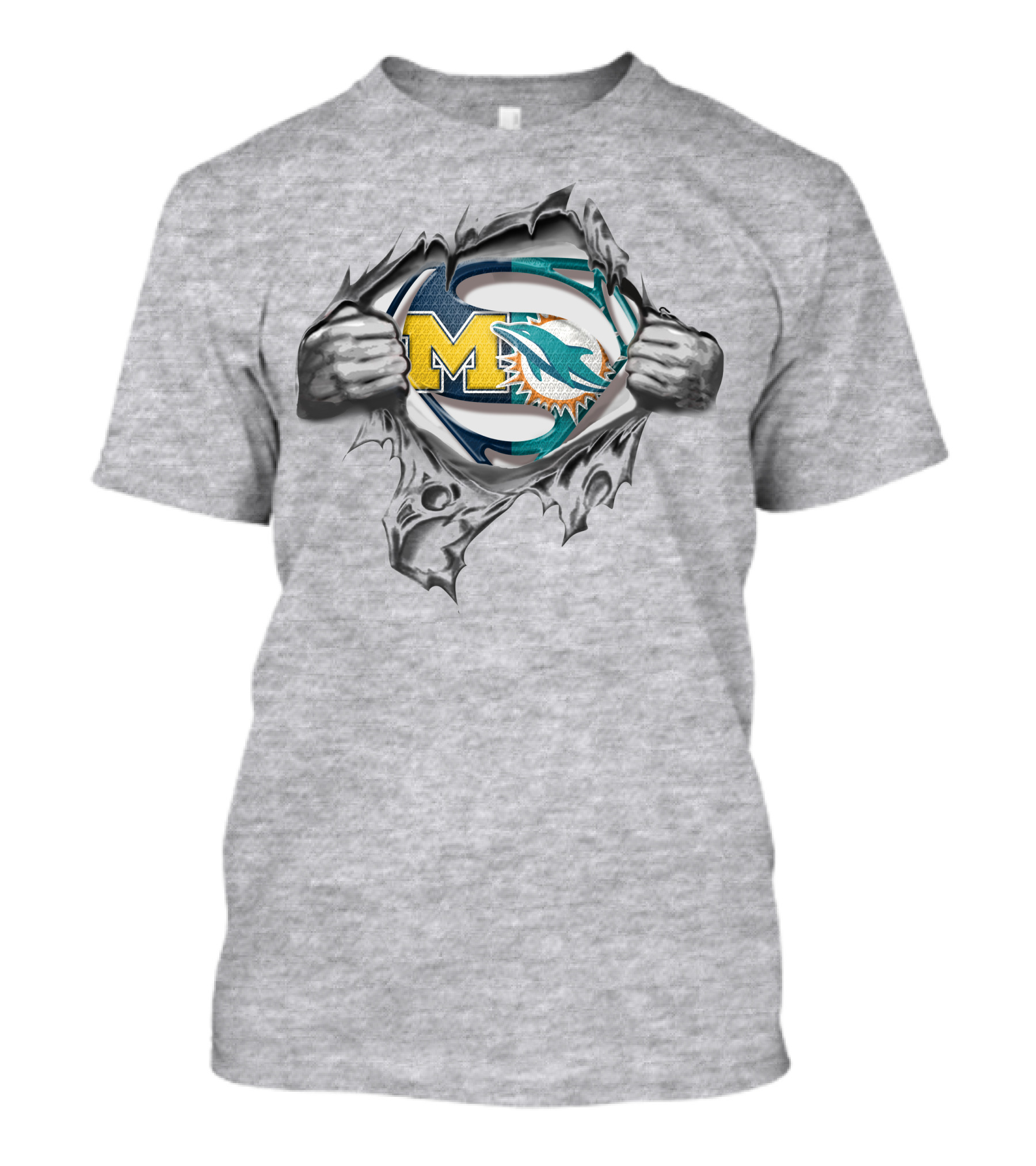 Wolverines Dolphins Superman Logo Mashup T-Shirt