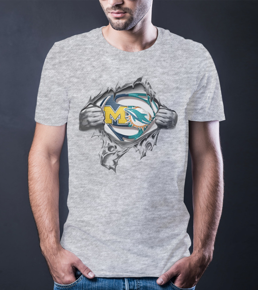 Wolverines Dolphins Superman Logo Mashup T-Shirt