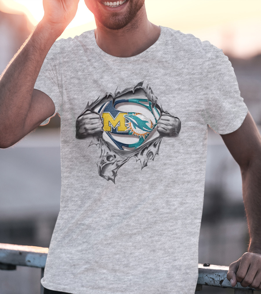 Wolverines Dolphins Superman Logo Mashup T-Shirt