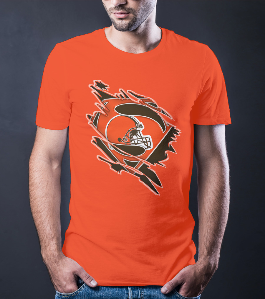 Cleveland Browns Superman Logo Helmet Icon Superhero Fan T-Shirt