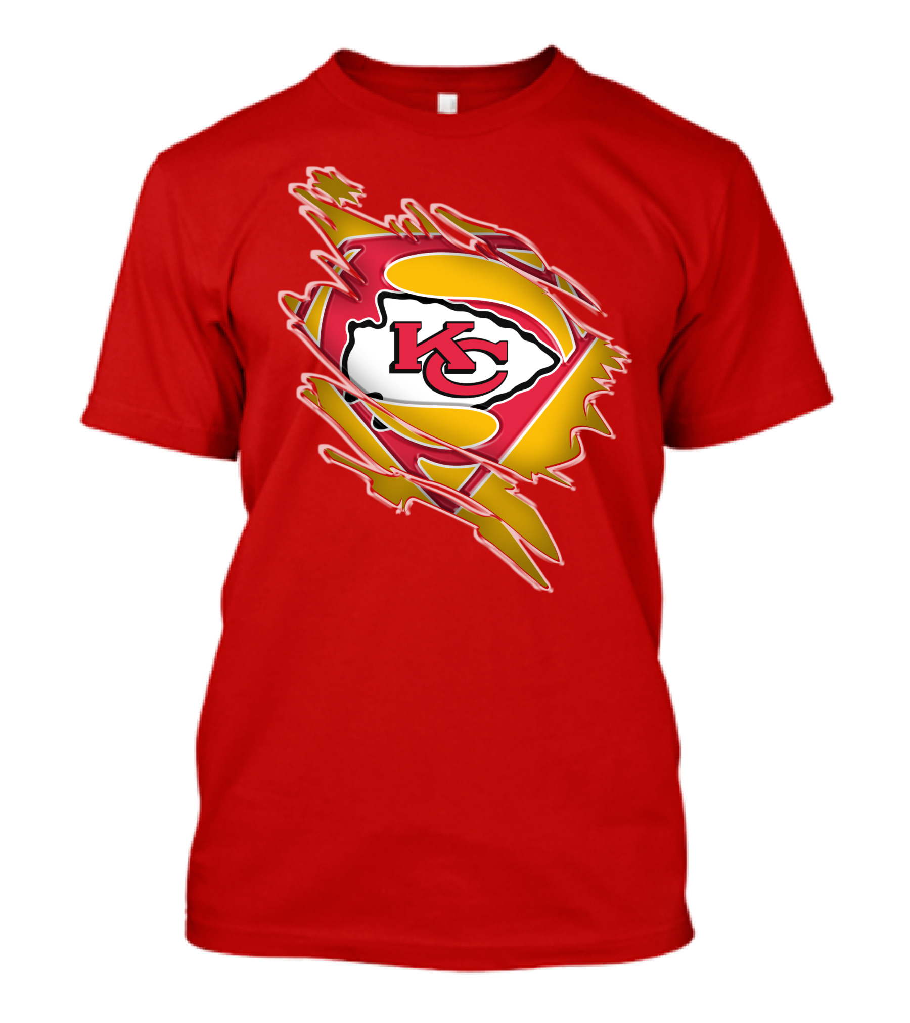 Kansas City Chiefs Super Man Logo Design Red T-Shirt