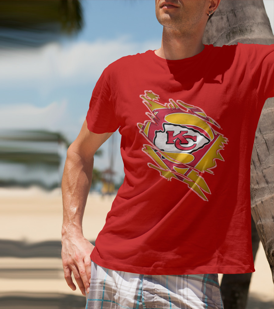 Kansas City Chiefs Super Man Logo Design Red T-Shirt