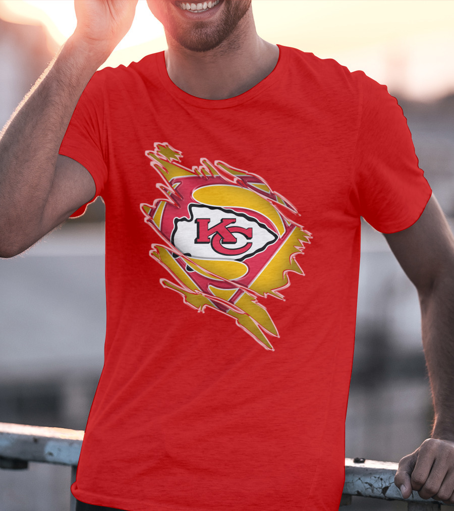 Kansas City Chiefs Super Man Logo Design Red T-Shirt