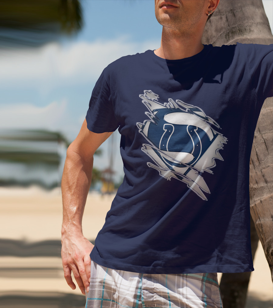 Colts Superman Logo Ripped Effect T-Shirt