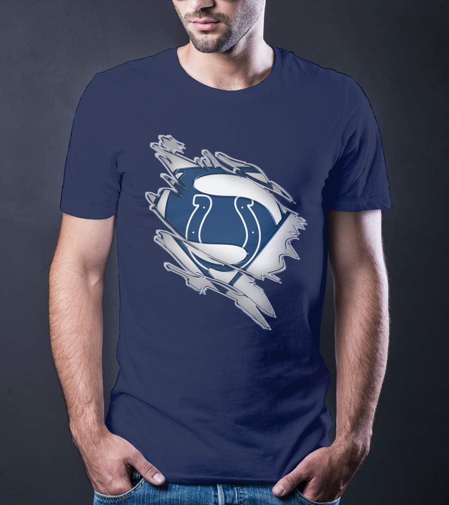Colts Superman Logo Ripped Effect T-Shirt