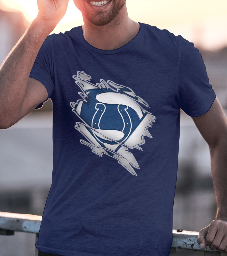 Colts Superman Logo Ripped Effect T-Shirt