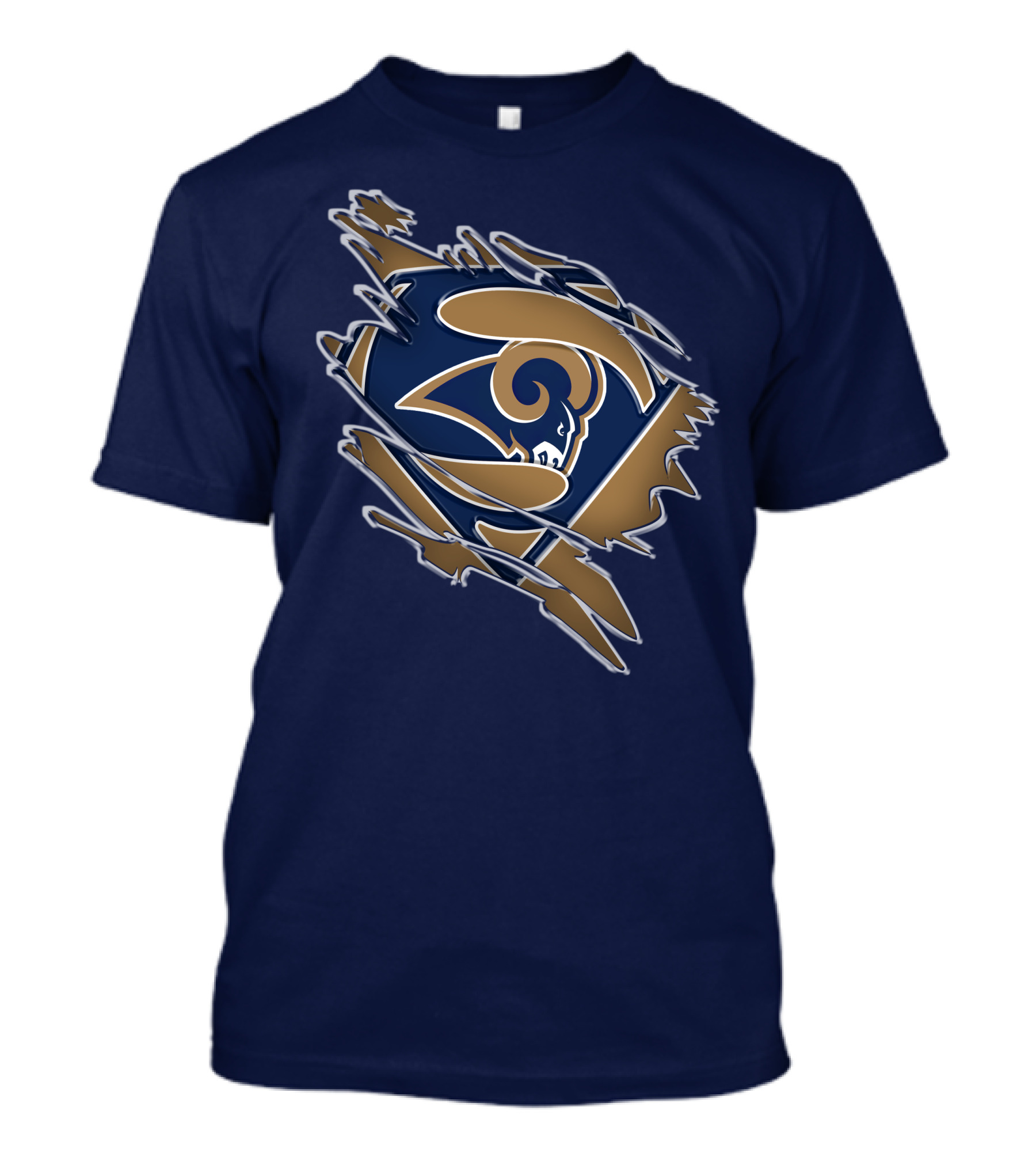 Rams Super Man Logo With Rip Effect T-Shirt