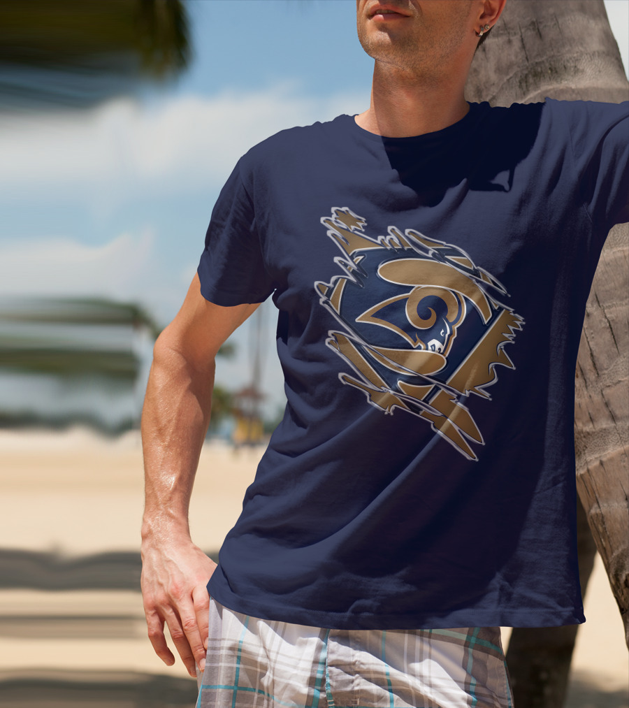 Rams Super Man Logo With Rip Effect T-Shirt
