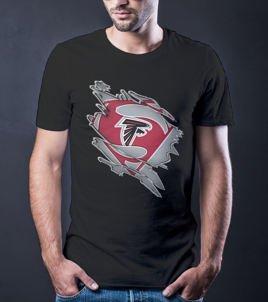 Atlanta Falcons Logo Man Of Steel Super Hero Emblem T-Shirt