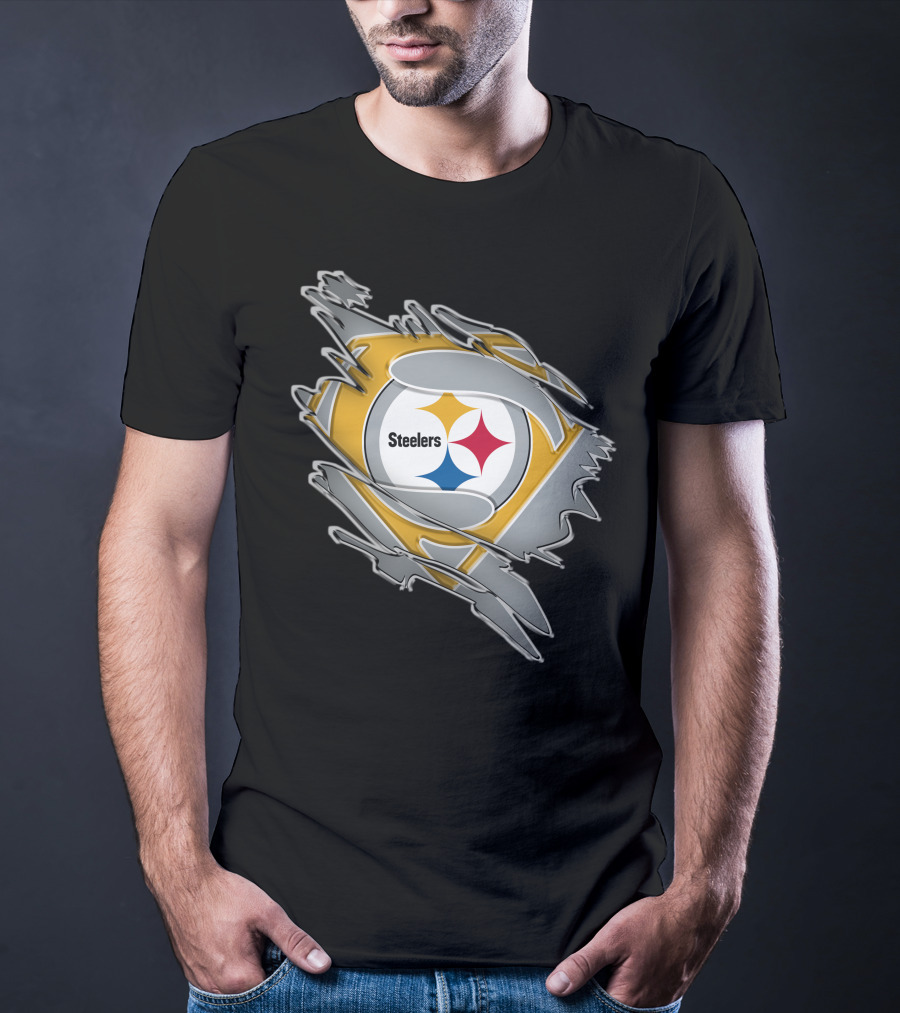 Steelers Logo Superhero Ripped T-Shirt