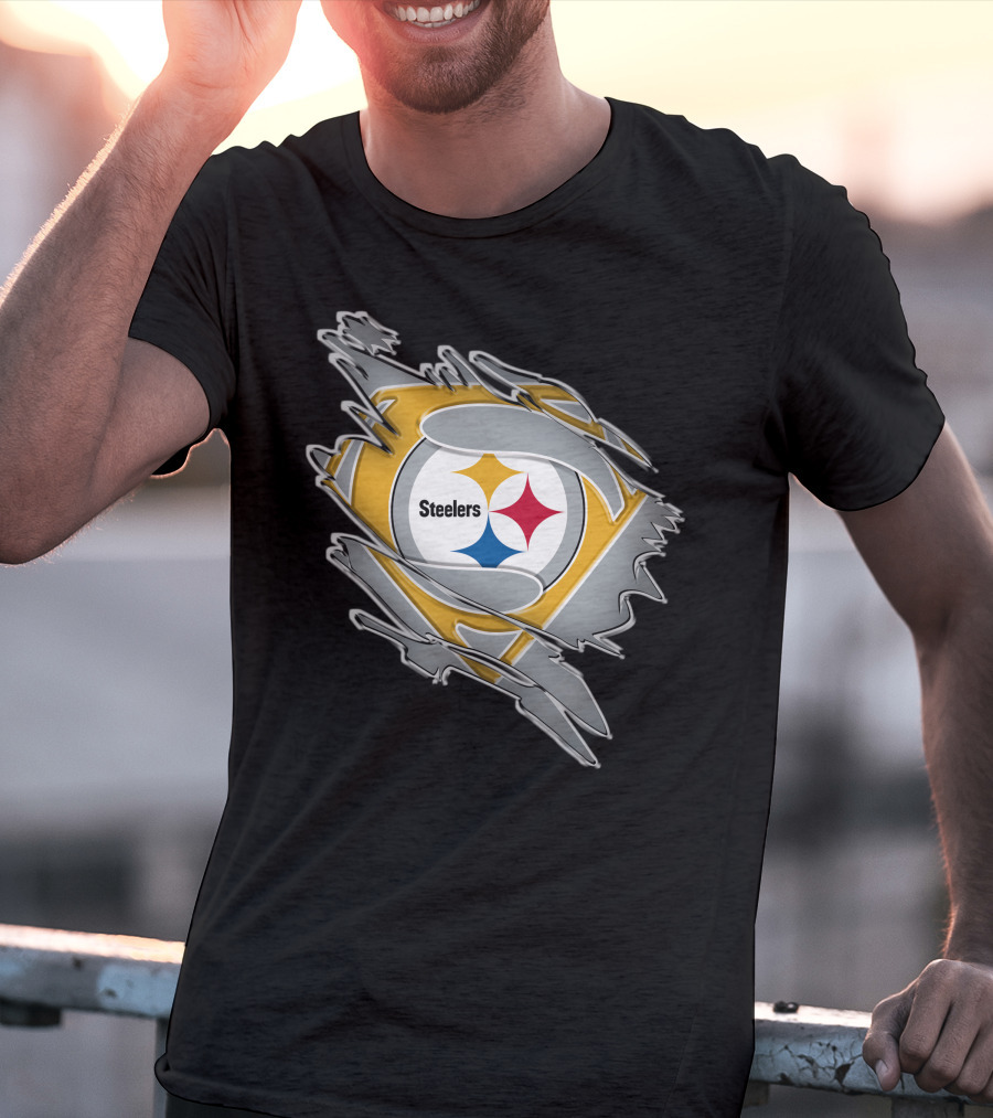 Steelers Logo Superhero Ripped T-Shirt
