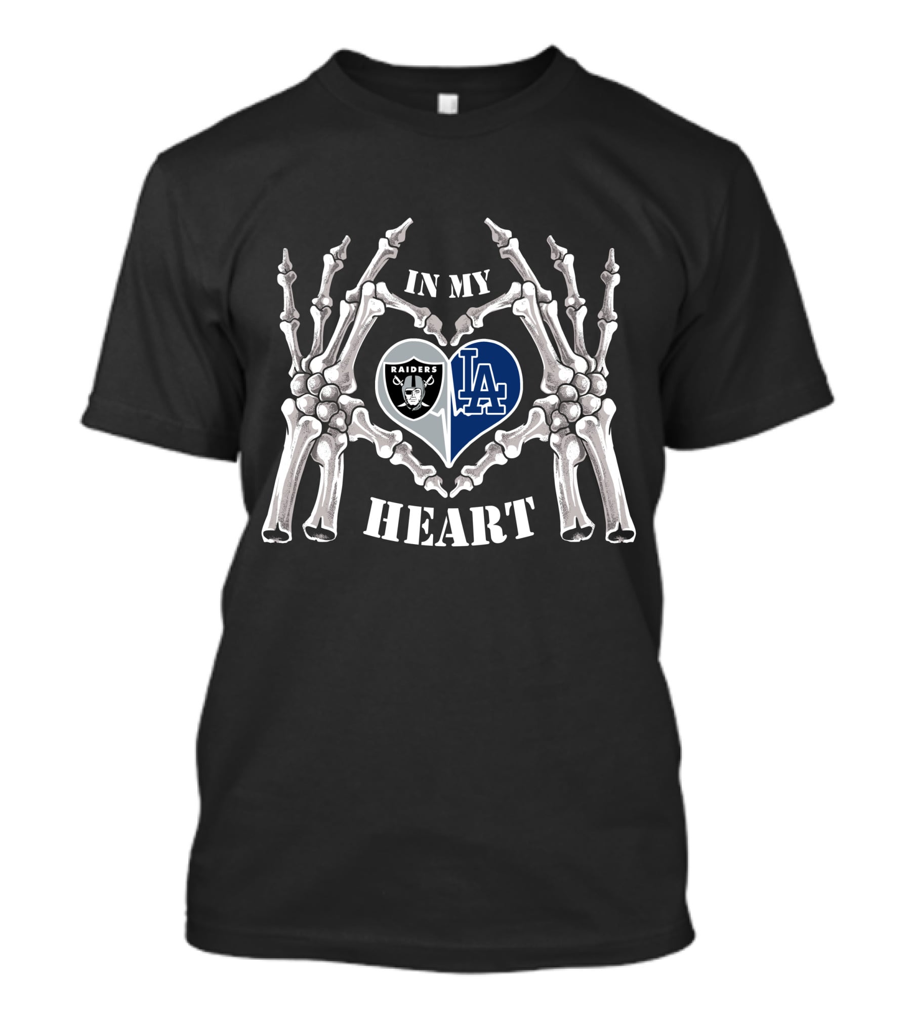 In My Heart Raiders Dodgers Skeleton Hands T-Shirt