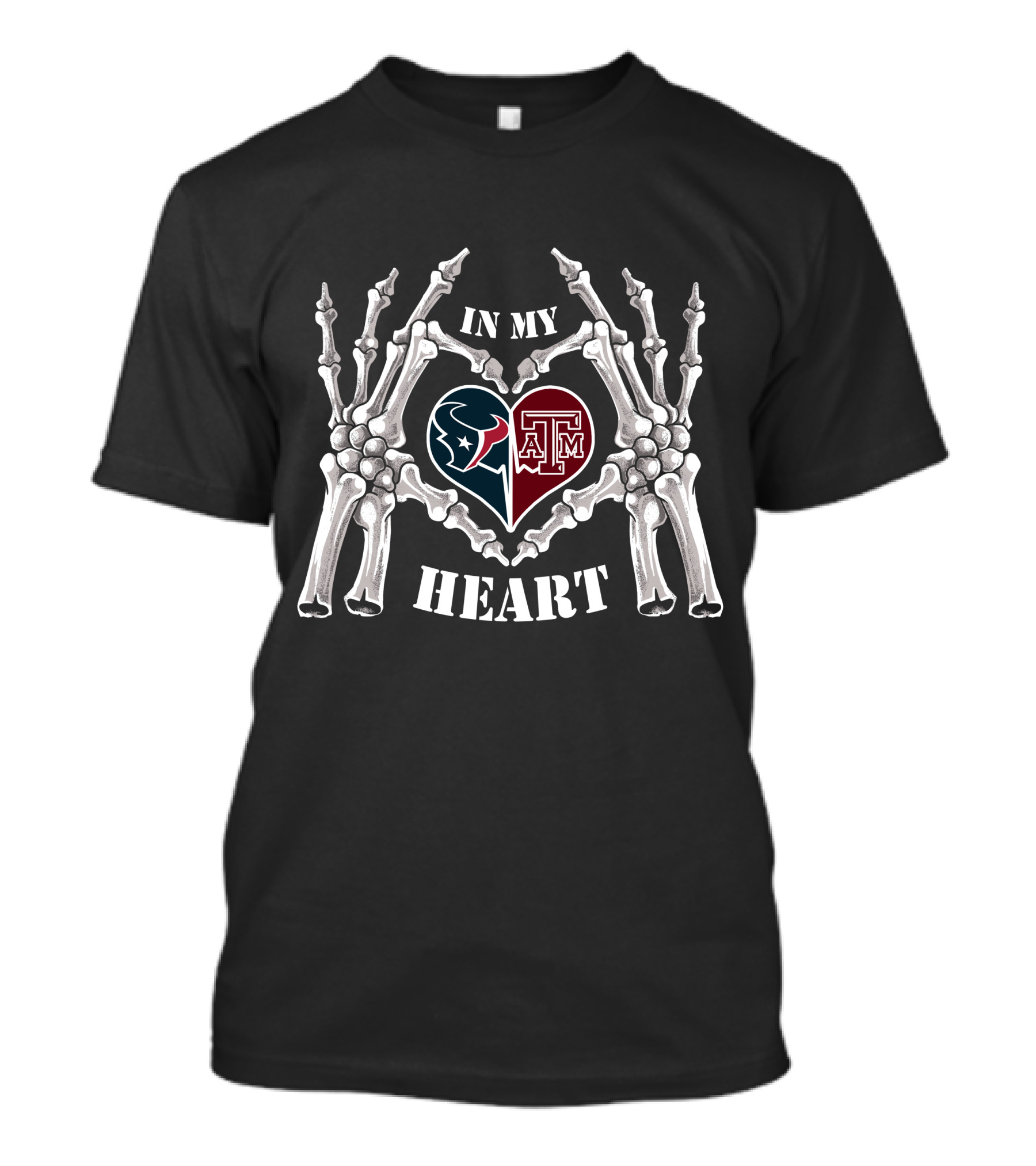 In My Heart Texans Aggies Skeleton Hands T-Shirt