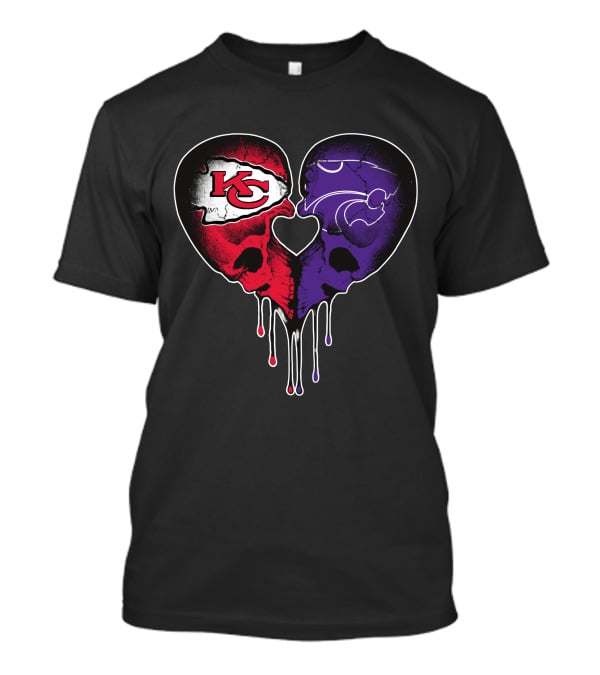 Chiefs Wildcats Heart Skulls T-Shirt
