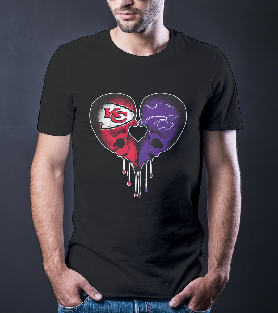 Chiefs Wildcats Heart Skulls T-Shirt