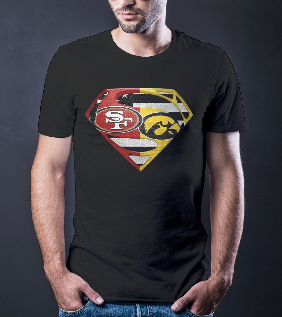 San Francisco 49ers Iowa Hawkeyes Super Logo Usa Flag T-Shirt