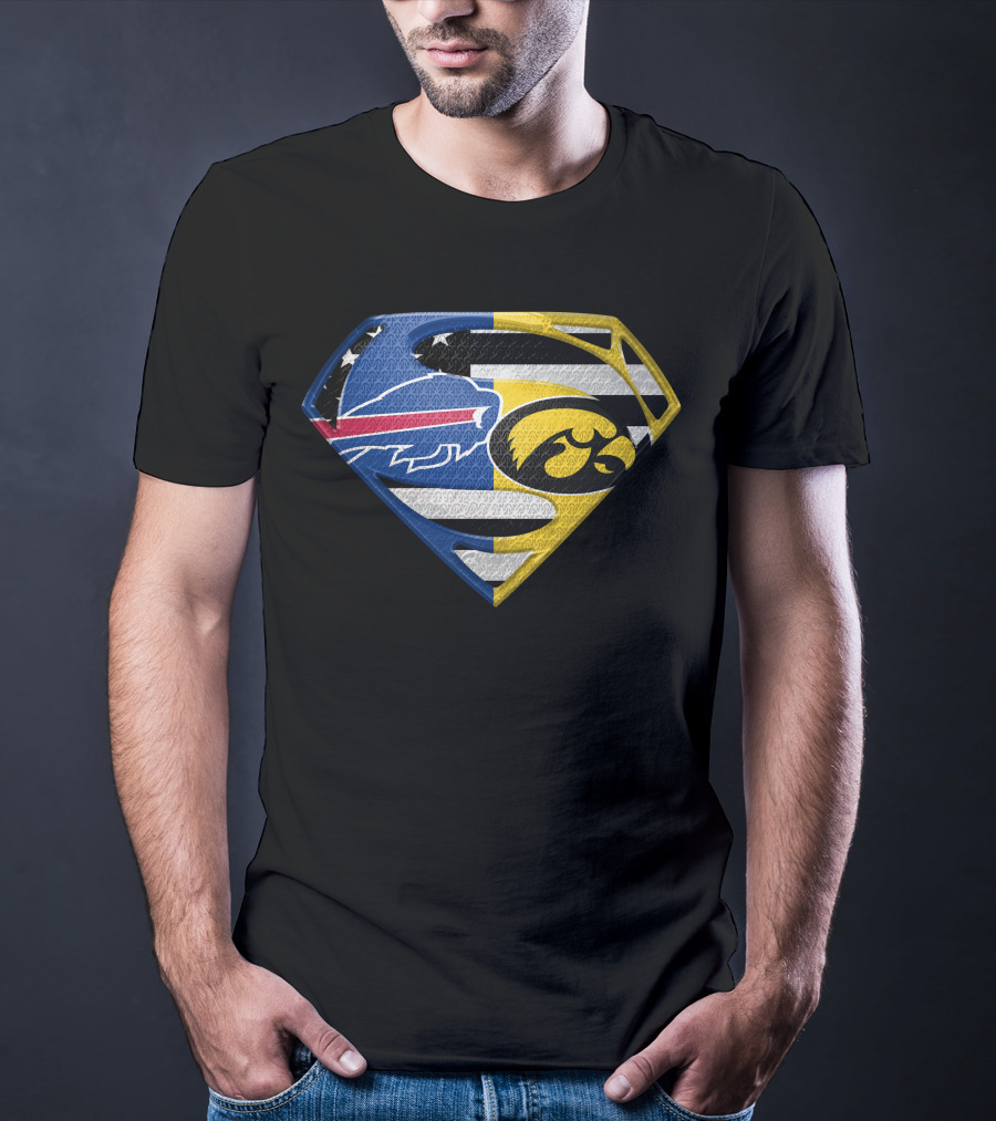Buffalo Bills Iowa Hawkeyes Superman Logo Fusion T-Shirt