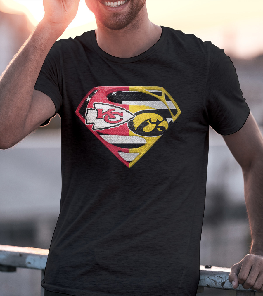 Superman Kc Chiefs Iowa Hawkeyes Flag T-Shirt