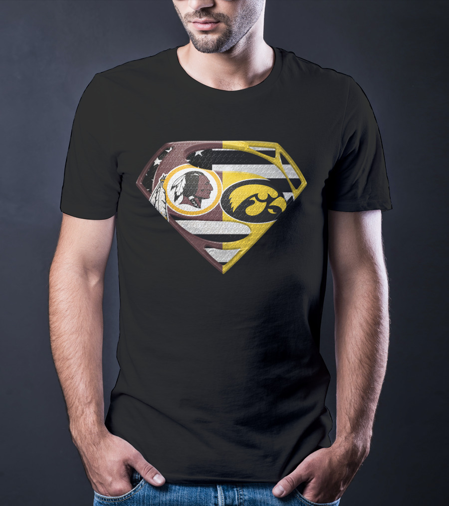 Superman Washington Redskins Iowa Hawkeyes Logo Mashup T-Shirt