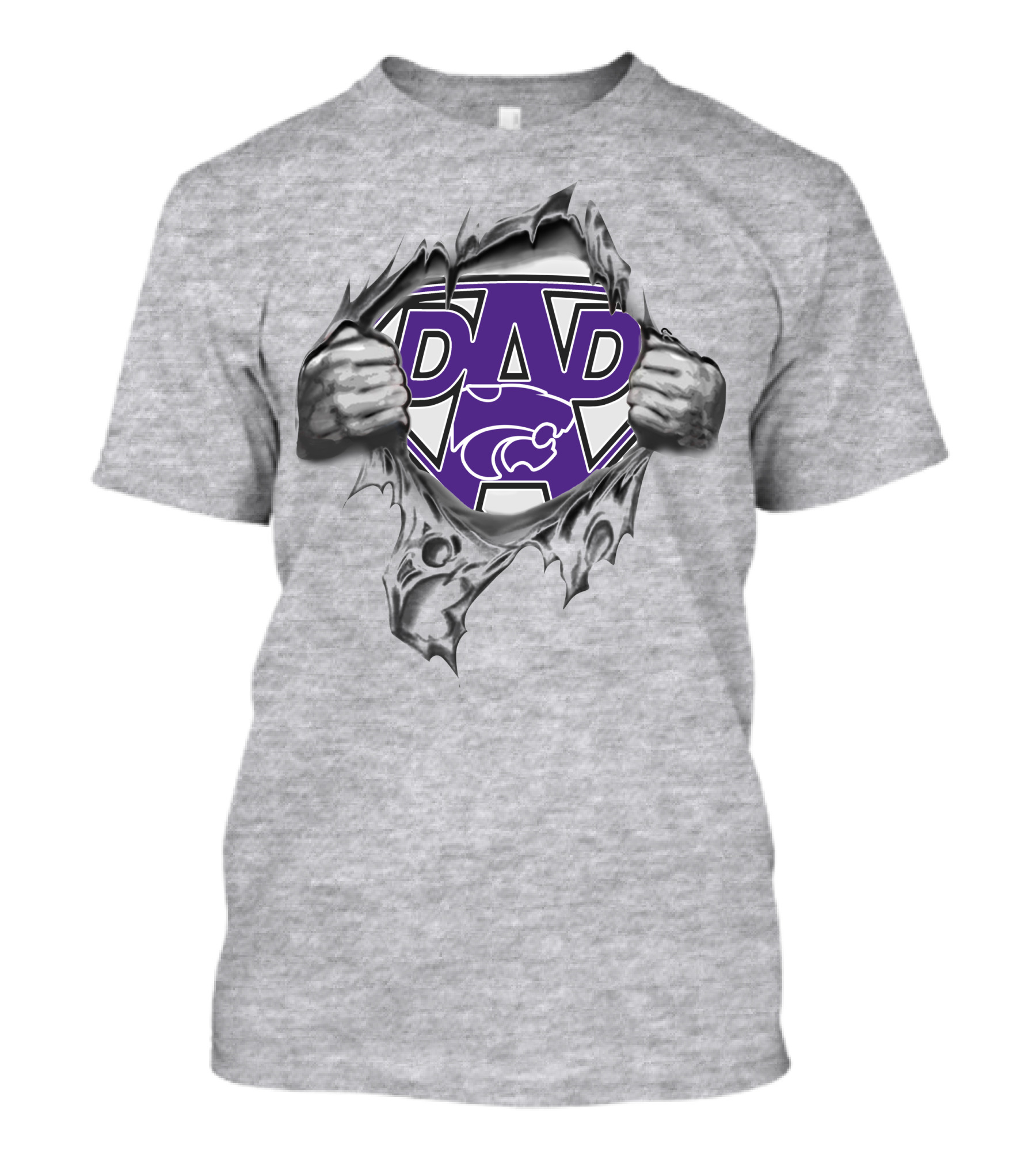 Wildcats Super Dad Logo With Purple Emblem And Torn Effect T-Shirt