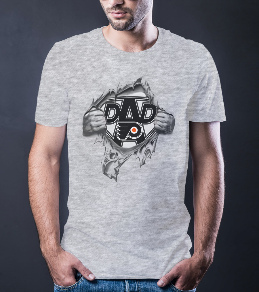 Flyers Dad Philadelphia Hockey Fan Superhero T-Shirt