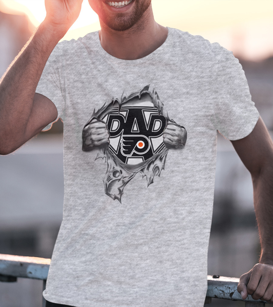 Flyers Dad Philadelphia Hockey Fan Superhero T-Shirt