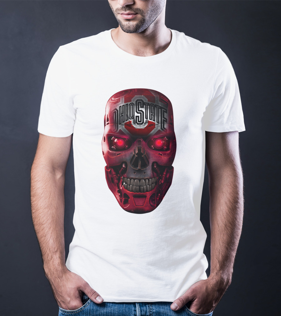 Ohio State Skull Bucks Red Robotic Face T-Shirt