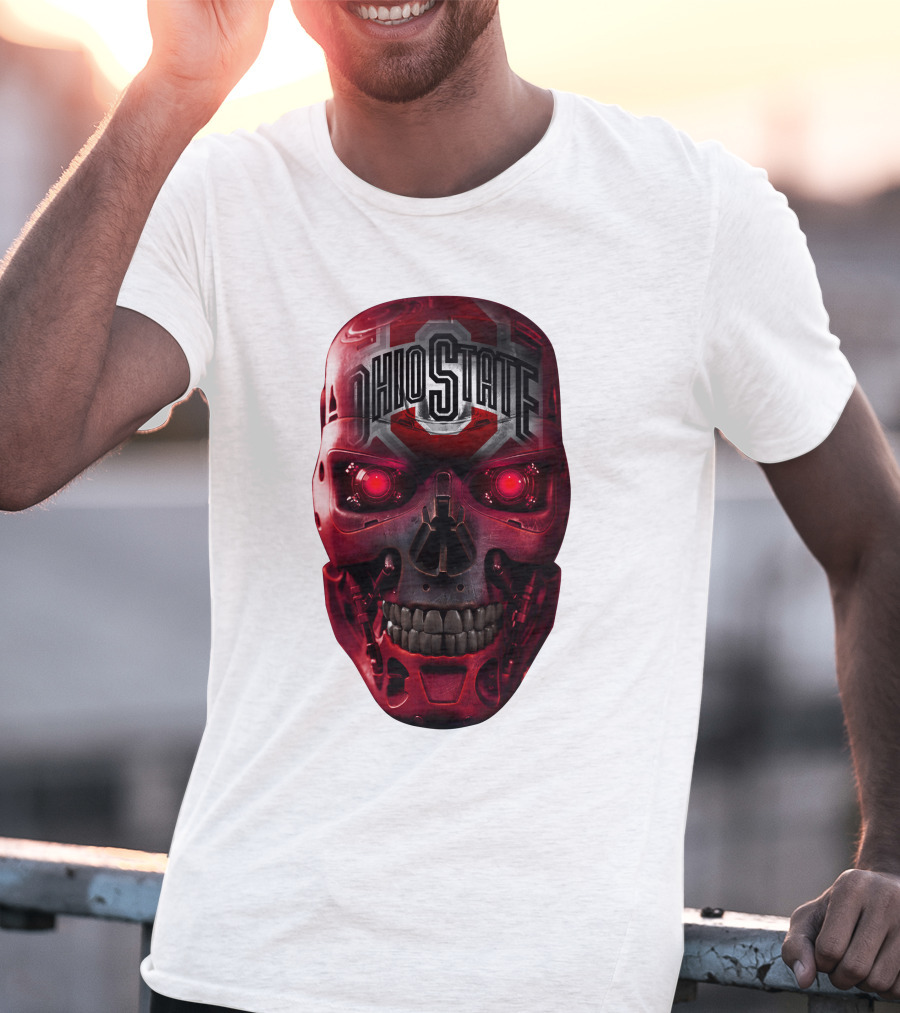 Ohio State Skull Bucks Red Robotic Face T-Shirt