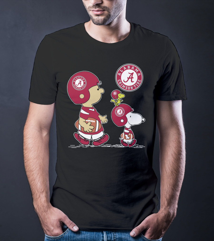 Alabama Crimson Tide Football Peanuts Characters Woodstock And Snoopy T-Shirt