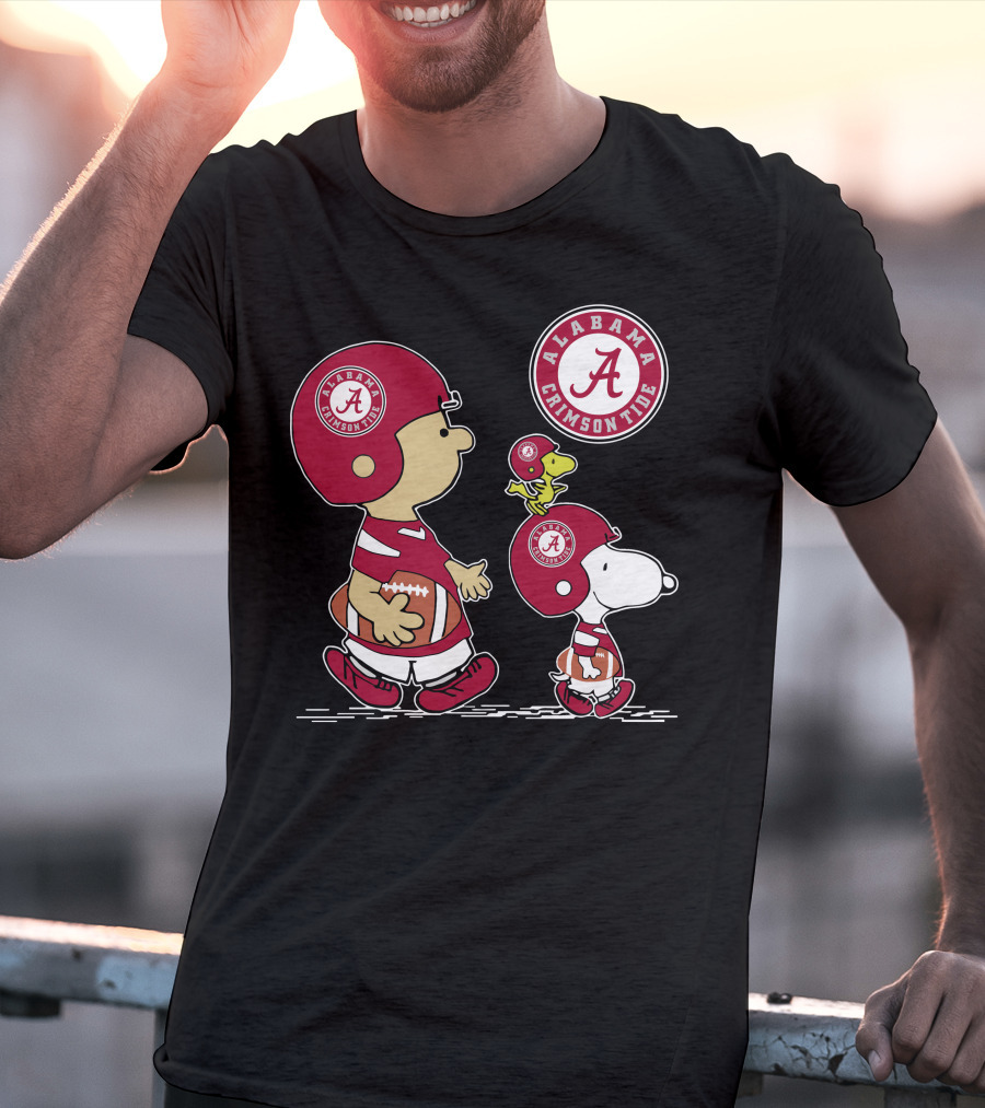 Alabama Crimson Tide Football Peanuts Characters Woodstock And Snoopy T-Shirt