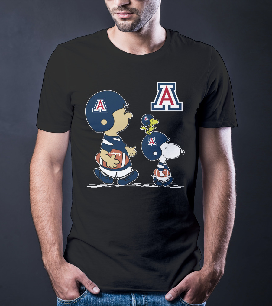 Arizona Wildcats Peanuts Snoopy Charlie Brown Woodstock Football Helmet T-Shirt