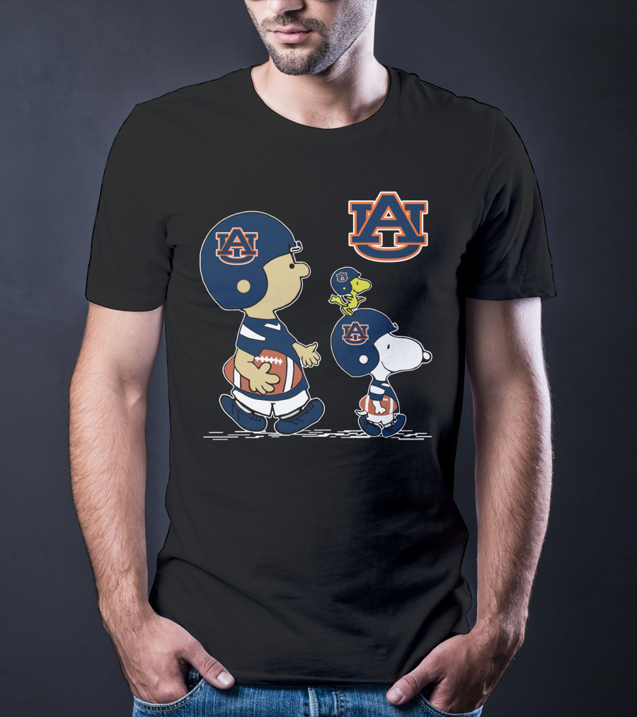 Auburn Tigers Peanuts Characters Football Fan Gear T-Shirt