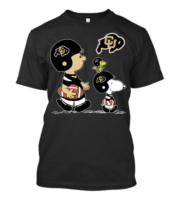 COLORADO BUFFALOES SNOOPY AND WOODSTOCK FOOTBALL CHARLIE BROWN T-Shirt