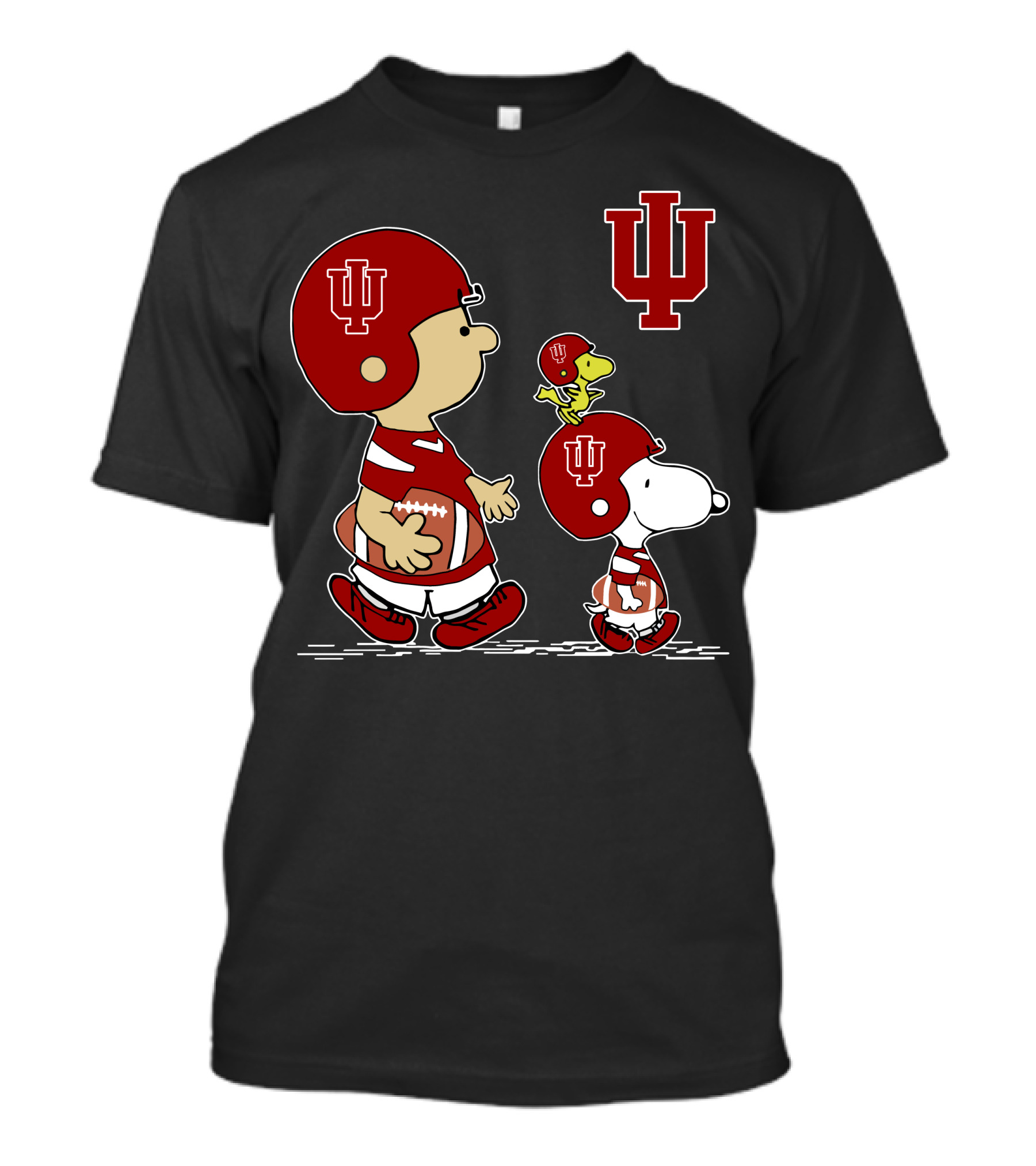 Indiana Hoosiers Football Iu Peanuts Characters Charlie Brown Snoopy Woodstock T-Shirt