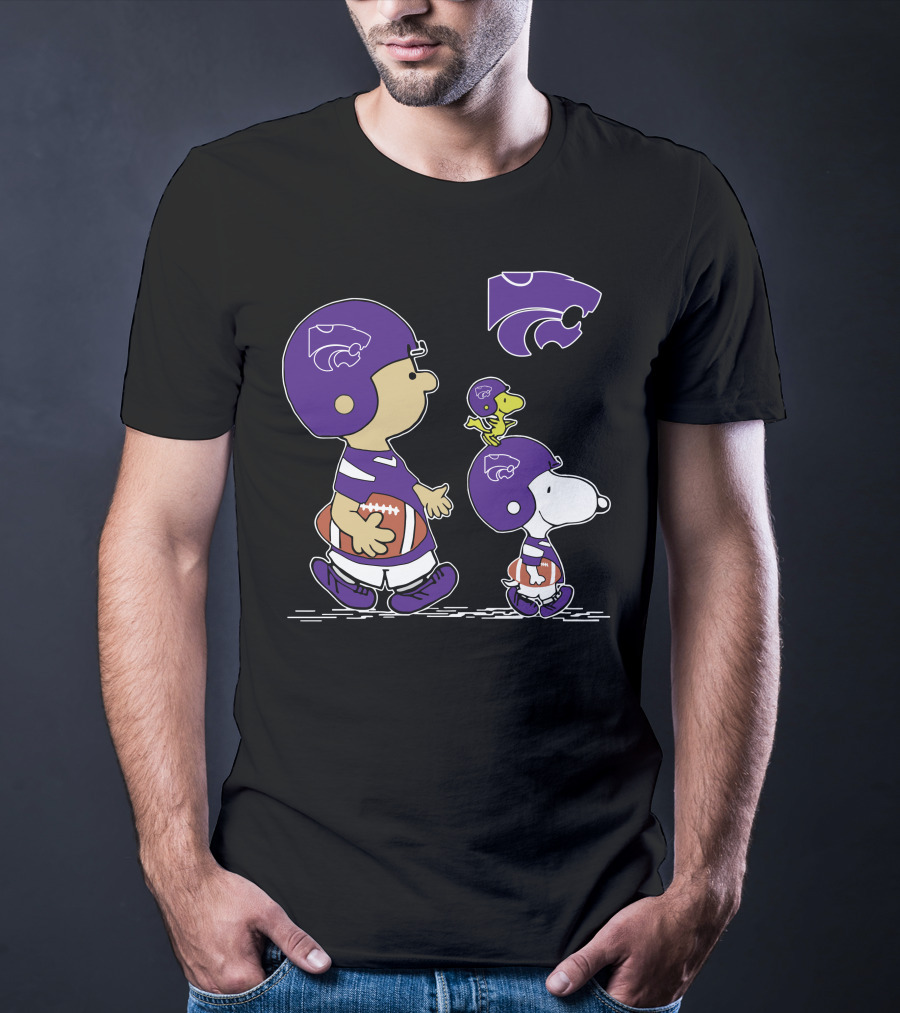 Kansas State Wildcats Peanuts Characters In Football Helmets T-Shirt