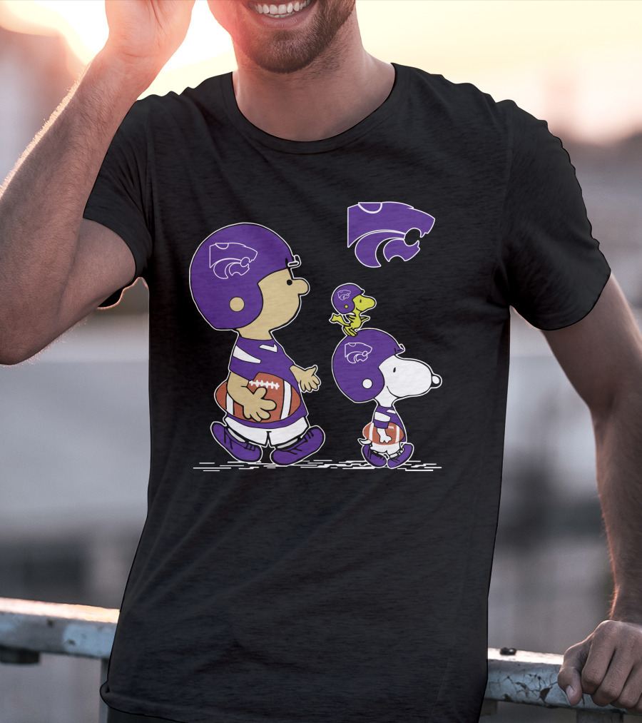 Kansas State Wildcats Peanuts Characters In Football Helmets T-Shirt