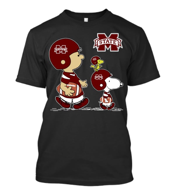 Mississippi State Bulldogs Football Team Characters With Helmets And Footballs T-Shirt