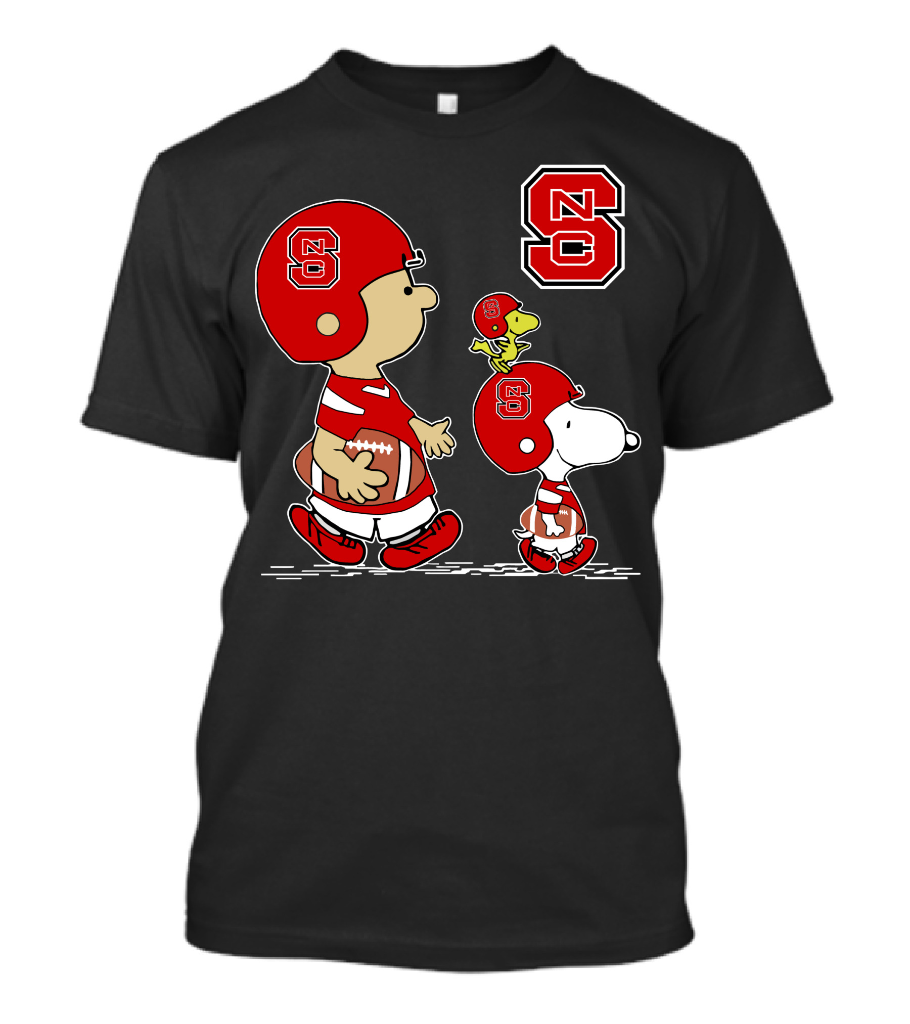 NC State Wolfpack Peanuts Football Adventure Charlie Brown Snoopy Woodstock T-Shirt