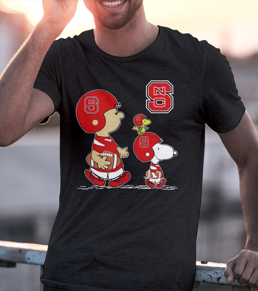 NC State Wolfpack Peanuts Football Adventure Charlie Brown Snoopy Woodstock T-Shirt
