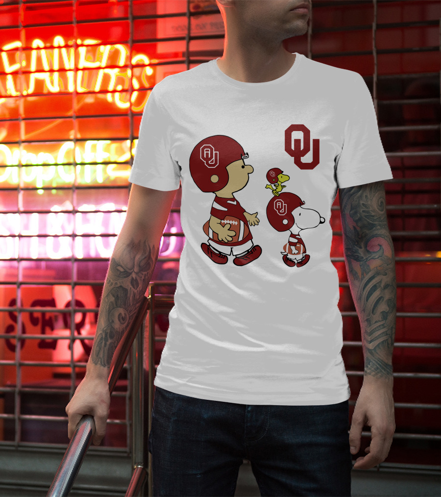 OU Sooners Football Characters With Helmets And Football T-Shirt
