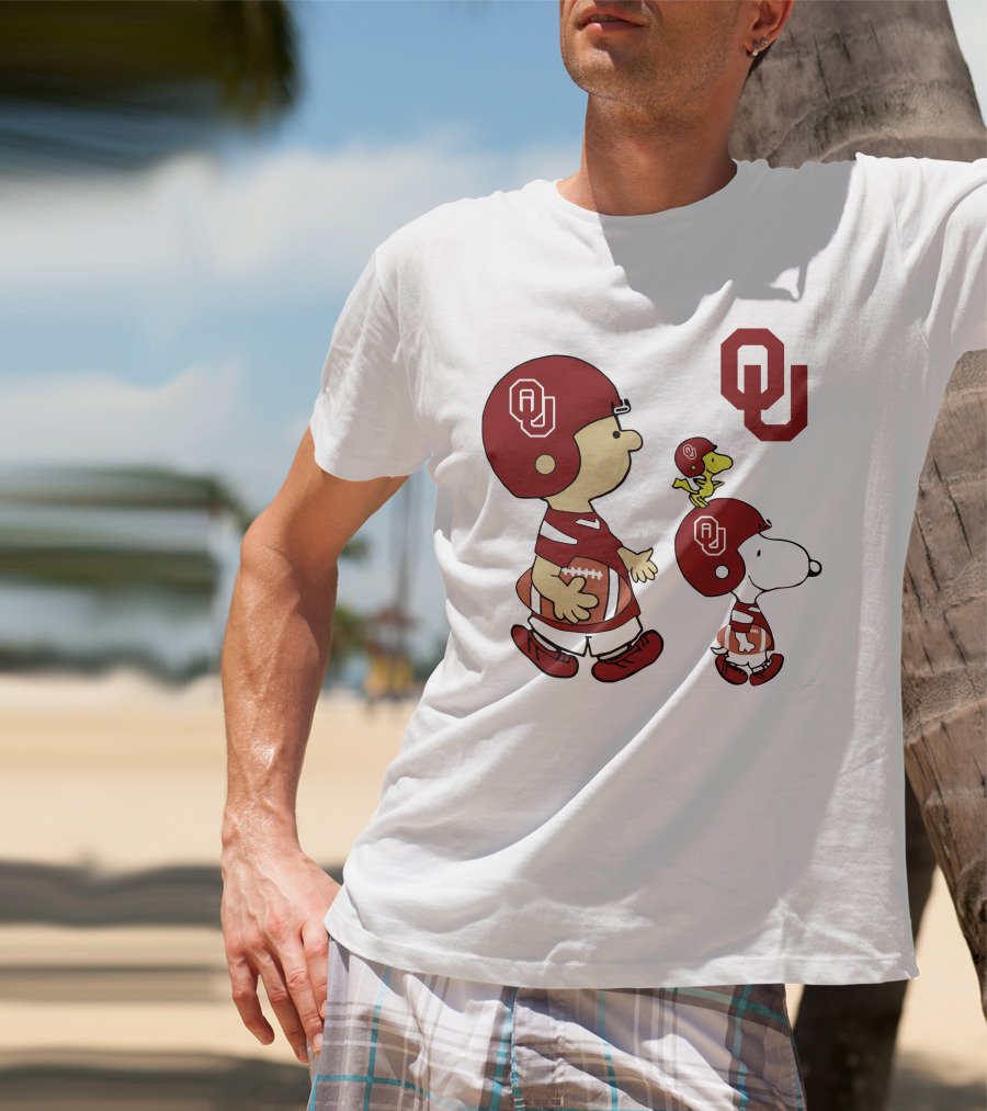 OU Sooners Football Characters With Helmets And Football T-Shirt