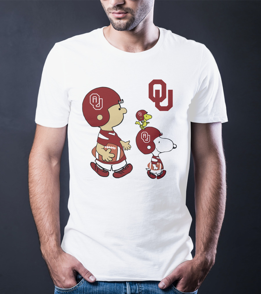 OU Sooners Football Characters With Helmets And Football T-Shirt
