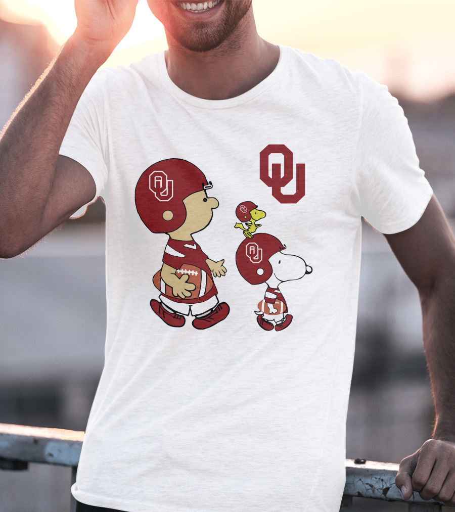OU Sooners Football Characters With Helmets And Football T-Shirt