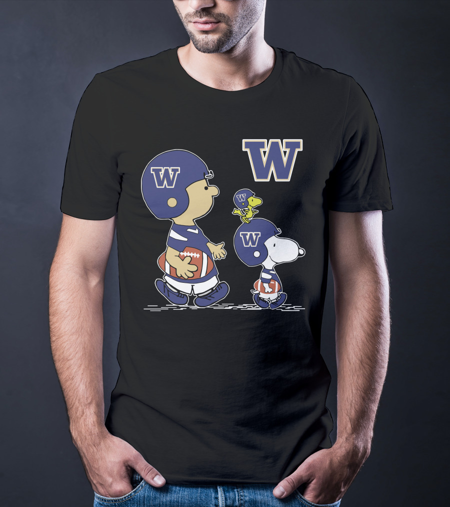 University Of Washington Huskies Peanuts Characters Football Fan Gear T-Shirt