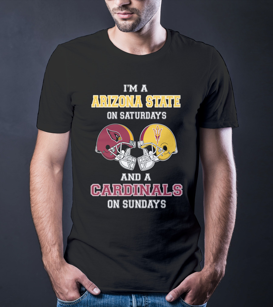 Arizona State Saturdays Cardinals Sundays Football Fan Dual Loyalty T-Shirt