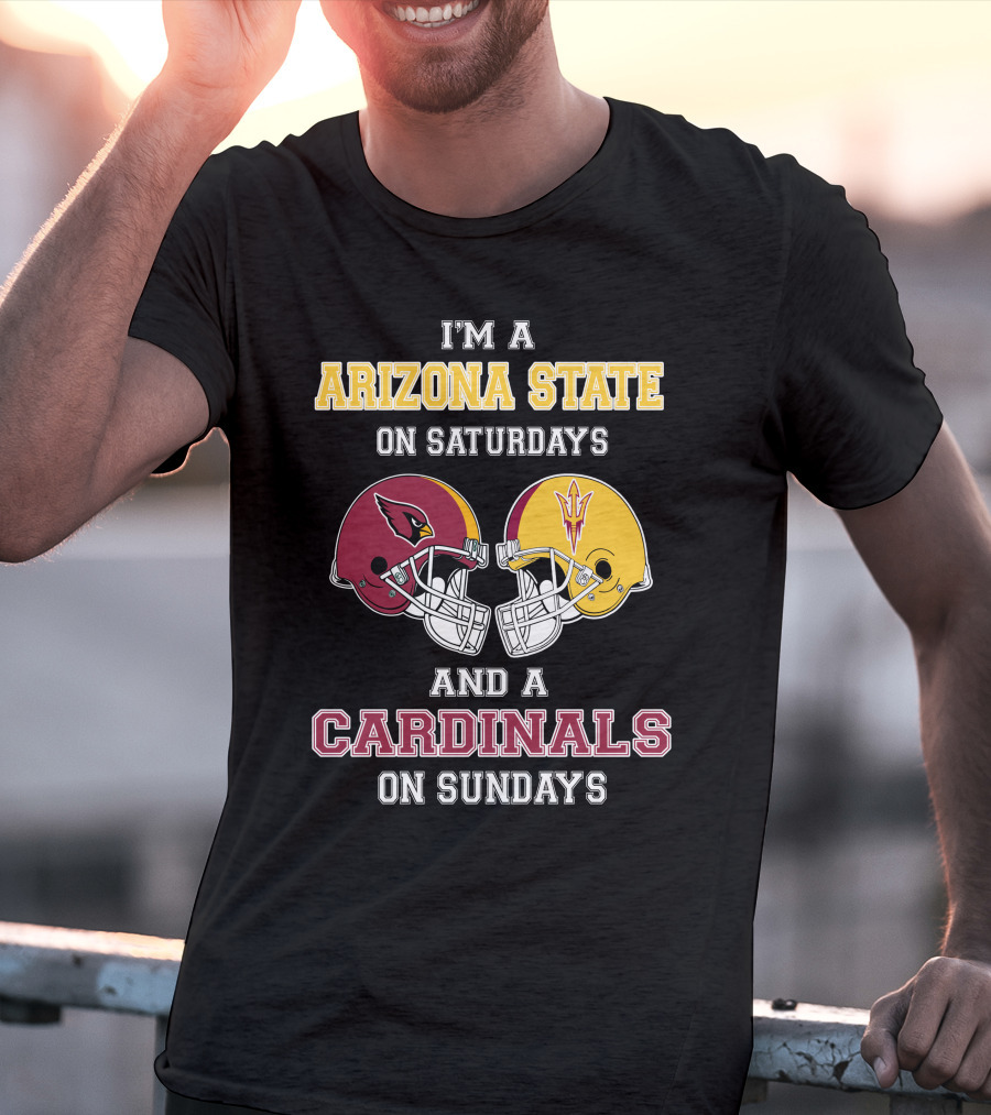Arizona State Saturdays Cardinals Sundays Football Fan Dual Loyalty T-Shirt