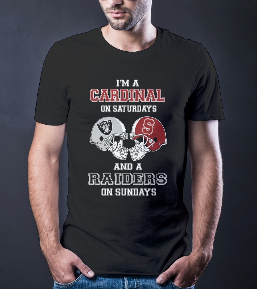 I'm A Cardinal On Saturdays And A Raiders On Sundays Helmet T-Shirt