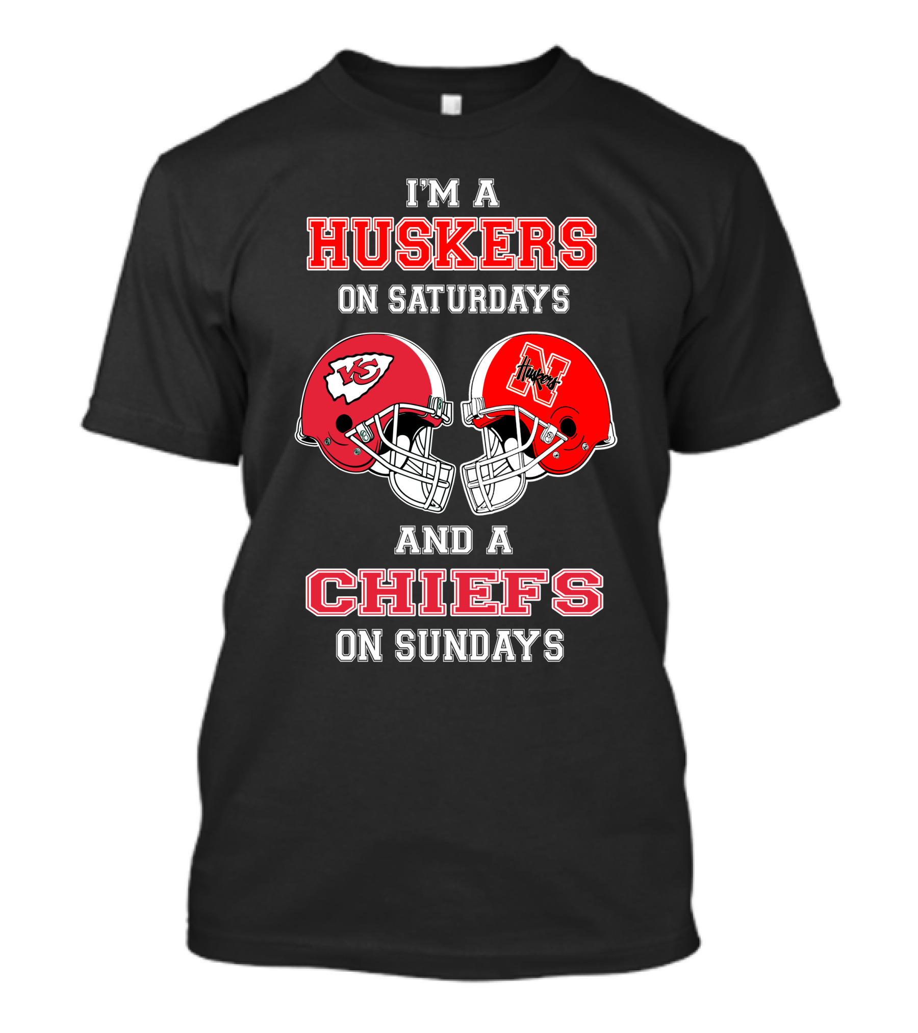 I'm A Huskers On Saturdays And A Chiefs On Sundays Football Helmets T-Shirt