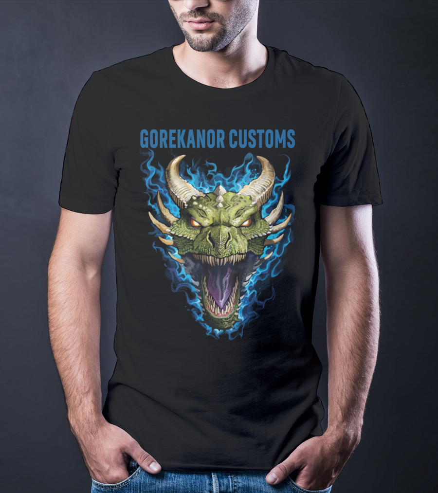 GOREKANOR CUSTOMS DRAGON HEAD WITH BLUE FLAMES T-Shirt